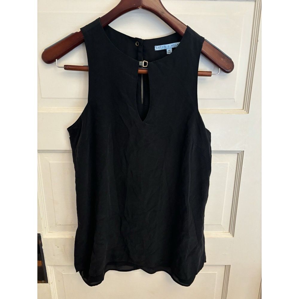 Antonio Melani 100% Silk Black Lined‎ Tank Gold Detail Size XS